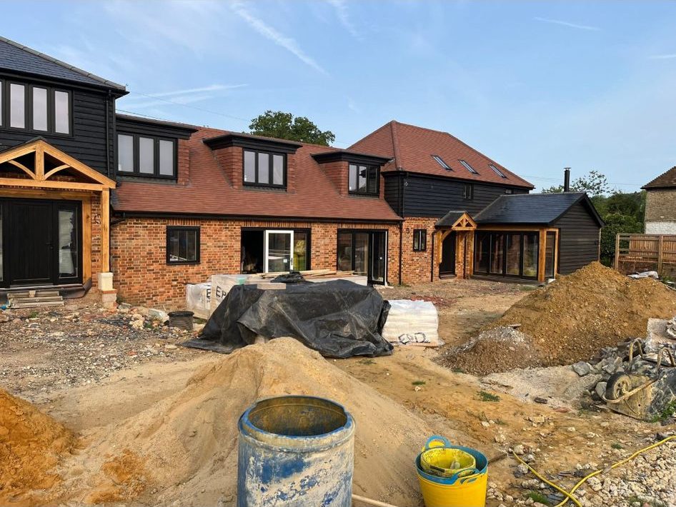 New build houses under construction for developers in Hampshire by Green's Brickwork & Building